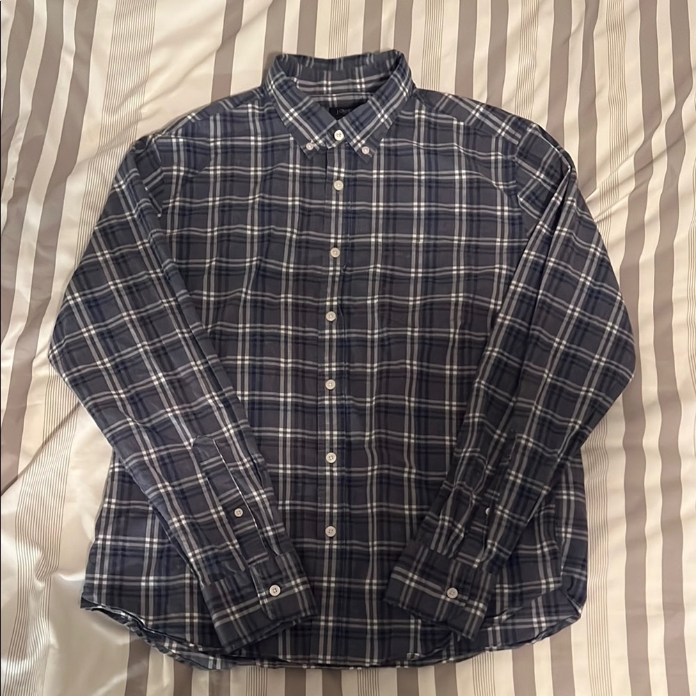 J. Crew Blue and White Casual Button Down Shirt